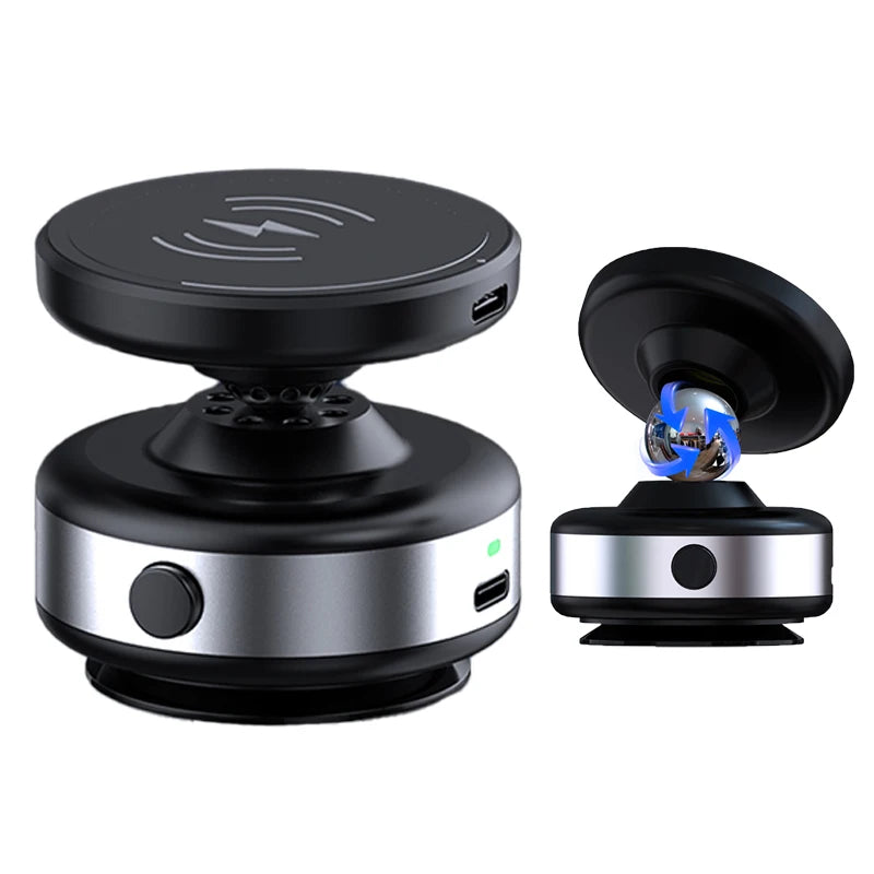 X90W Portable Car Magnetic Adjustable Angle 360 Degrees Phone Holder  Vacuum Suction Cup Wireless Charger Mobile Phone Car Mount