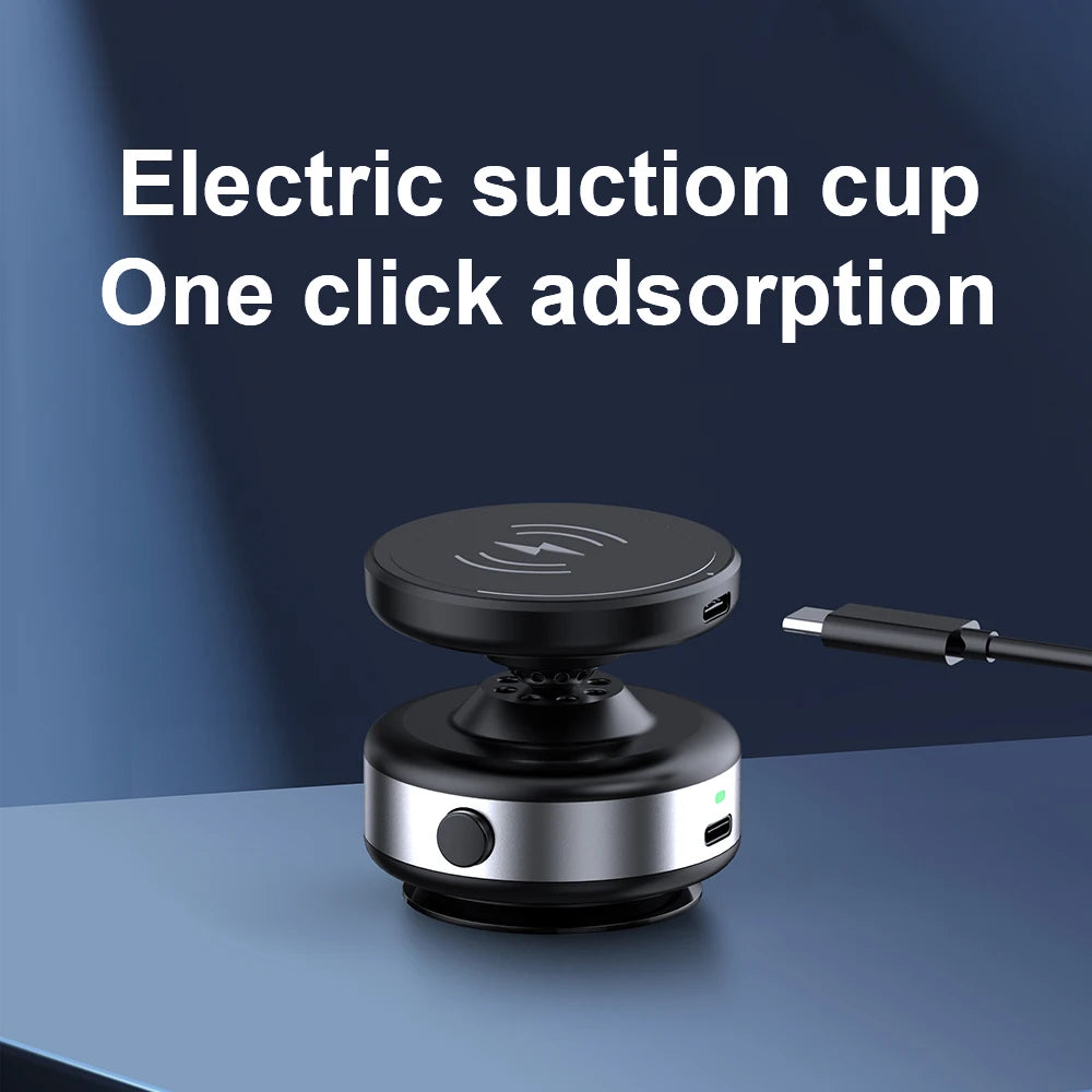 X90W Portable Car Magnetic Adjustable Angle 360 Degrees Phone Holder  Vacuum Suction Cup Wireless Charger Mobile Phone Car Mount
