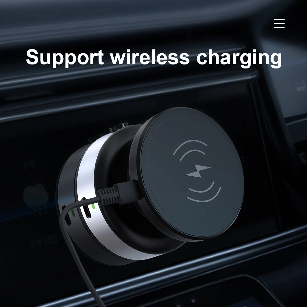 X90W Portable Car Magnetic Adjustable Angle 360 Degrees Phone Holder  Vacuum Suction Cup Wireless Charger Mobile Phone Car Mount