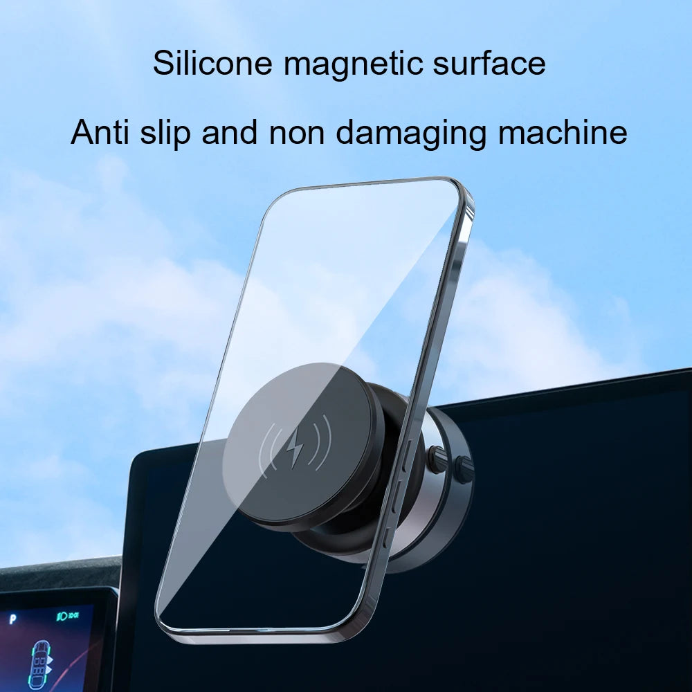 X90W Portable Car Magnetic Adjustable Angle 360 Degrees Phone Holder  Vacuum Suction Cup Wireless Charger Mobile Phone Car Mount