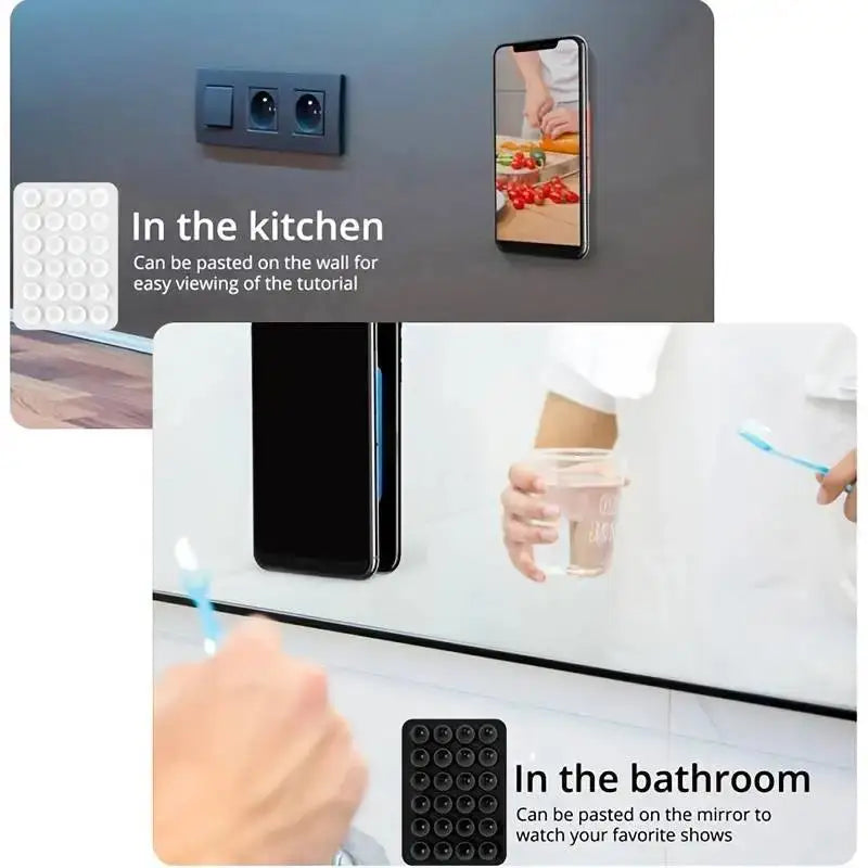 Silicone Suction Phone Holder Mat Multi-functional Suction Cup Phone Stand Square Anti-Slip Single-Sided Case Mount Back Sticker