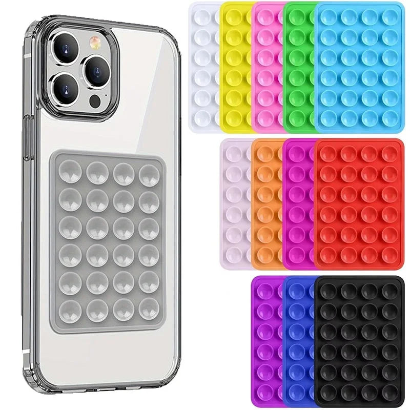 Silicone Suction Phone Holder Mat Multi-functional Suction Cup Phone Stand Square Anti-Slip Single-Sided Case Mount Back Sticker